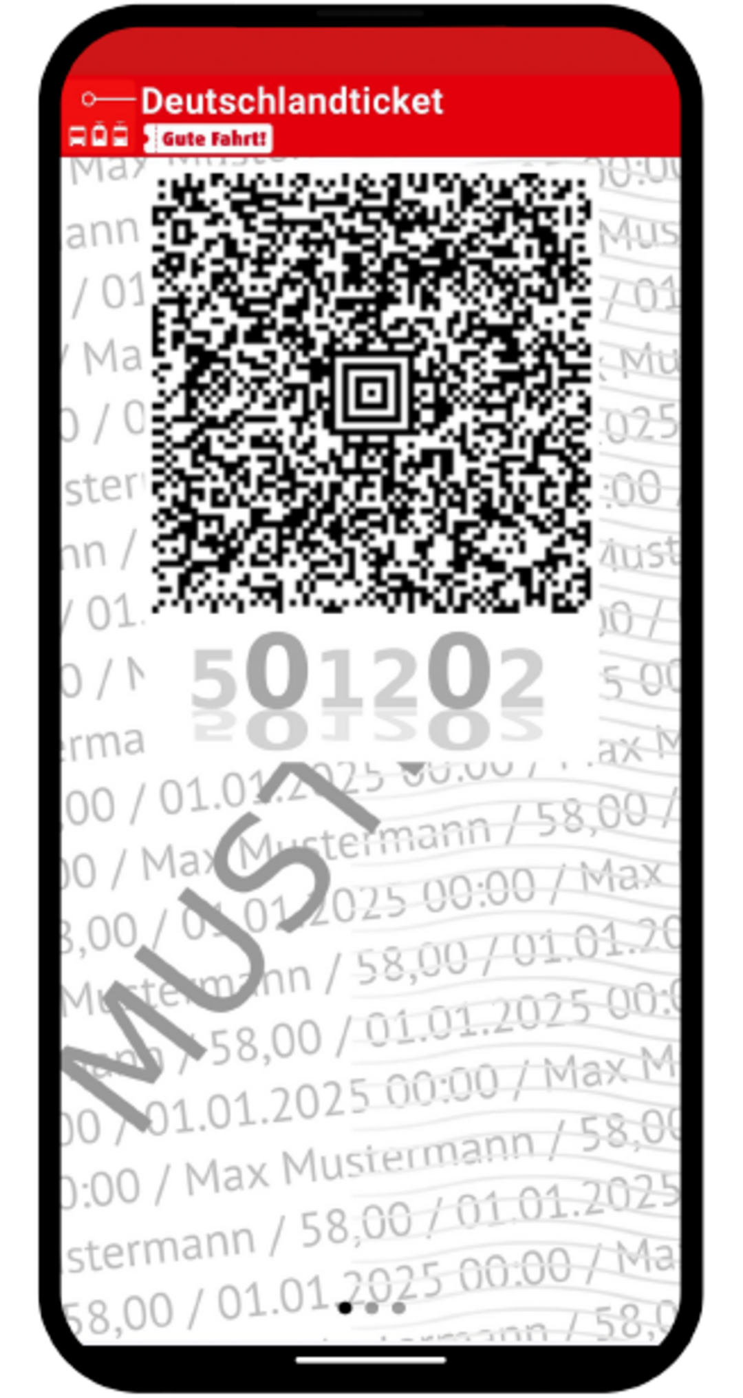 Ansicht eines gekauften Tickets in der FahrPlaner-App als QR-Code.