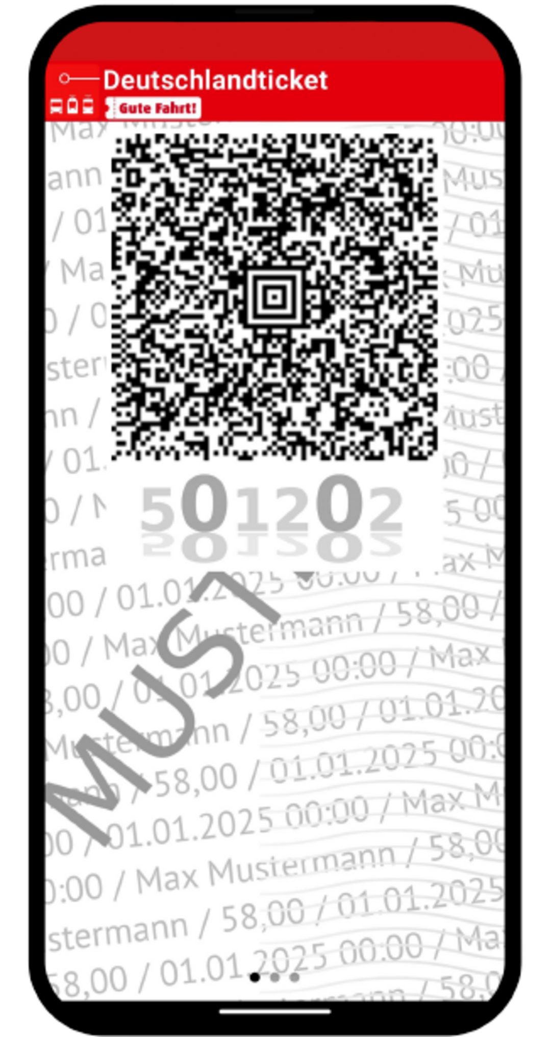 Ansicht eines gekauften Tickets in der Smartphone-App als QR-Code.
